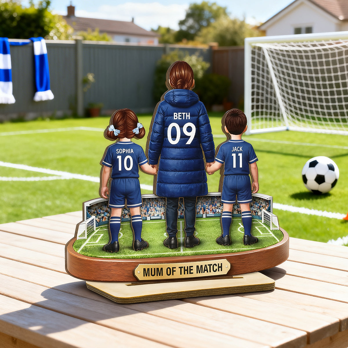 Mum Of The Match - Personalised 2-Layered Wooden Plaque – Gift For Football Mum