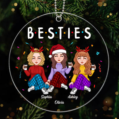 Besties Sisters Friends Sitting Colorful Personalized Acrylic Ornament