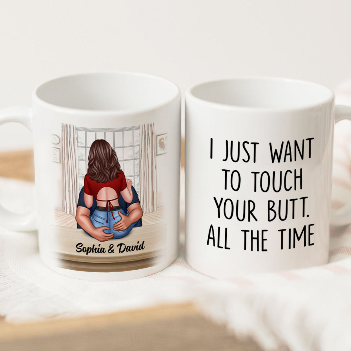 You‘re Hotter Than This Coffee Man Embracing Woman Back View Personalized Mug