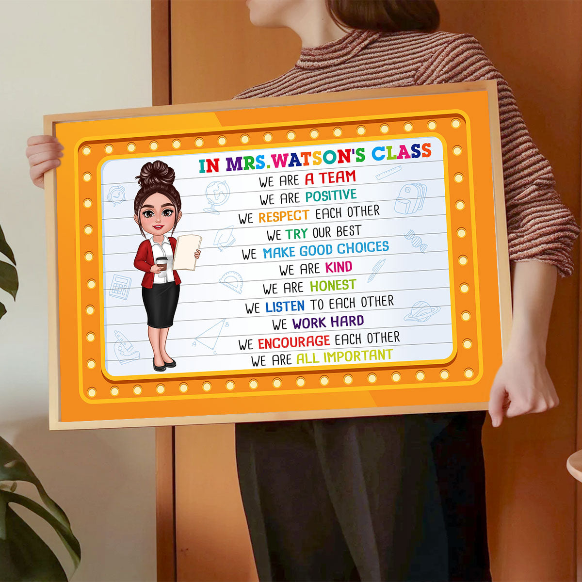 Classroom Rules Personalized Teacher Poster, Motivational Posters for Classroom Decorations, Teacher Supplies