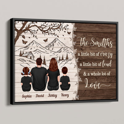 Woods Pallet Mountain Tree Family Back View Personalized Poster