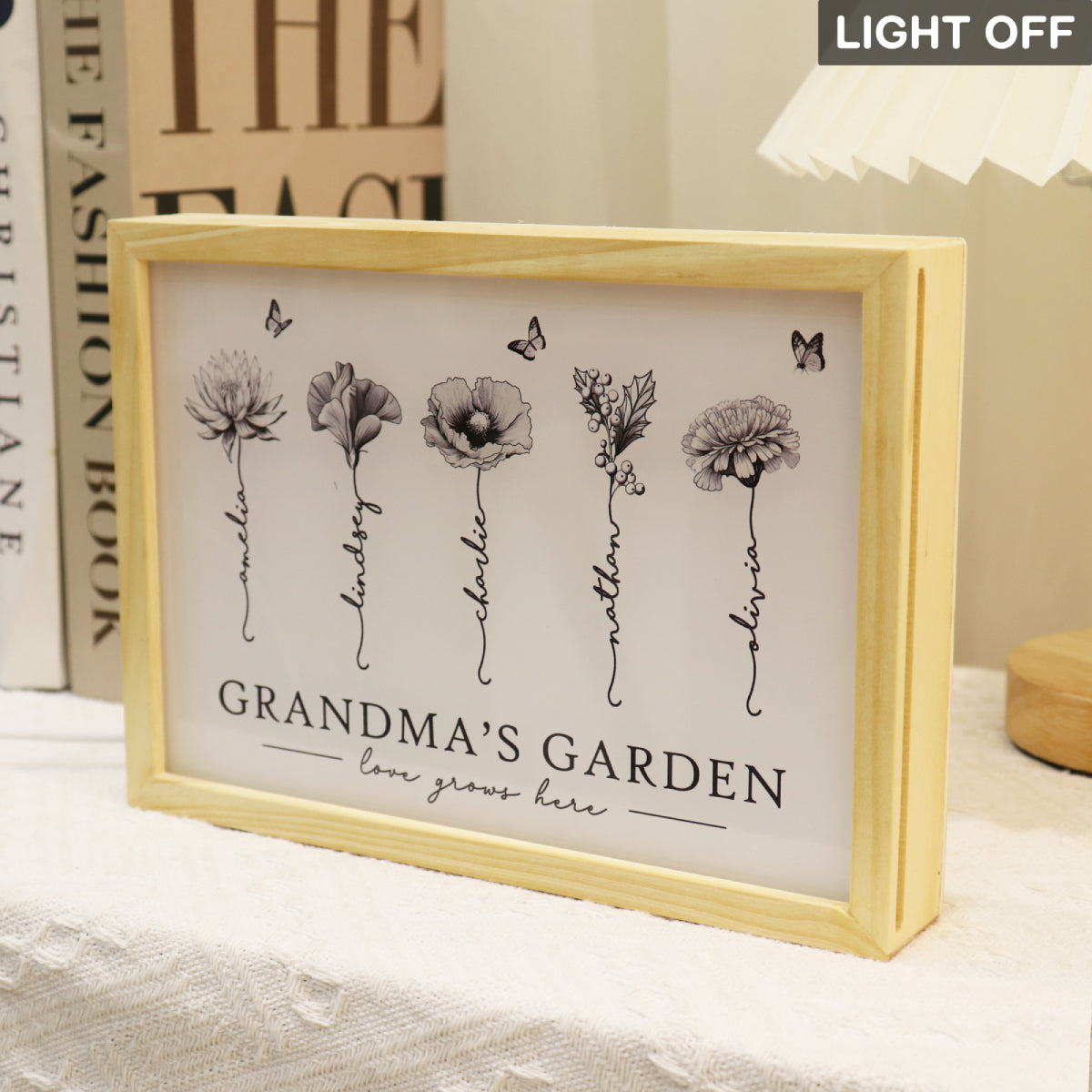 Grandma‘s Garden Love Grows Here Unique Gift For Mom Grandma Personalized Luminous Frame Light Box