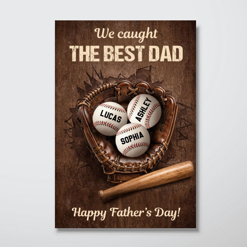 Happy Father's Day Baseball Dad - Personalized Poster - Heartfelt Father's Day Gift for Dad, Husband