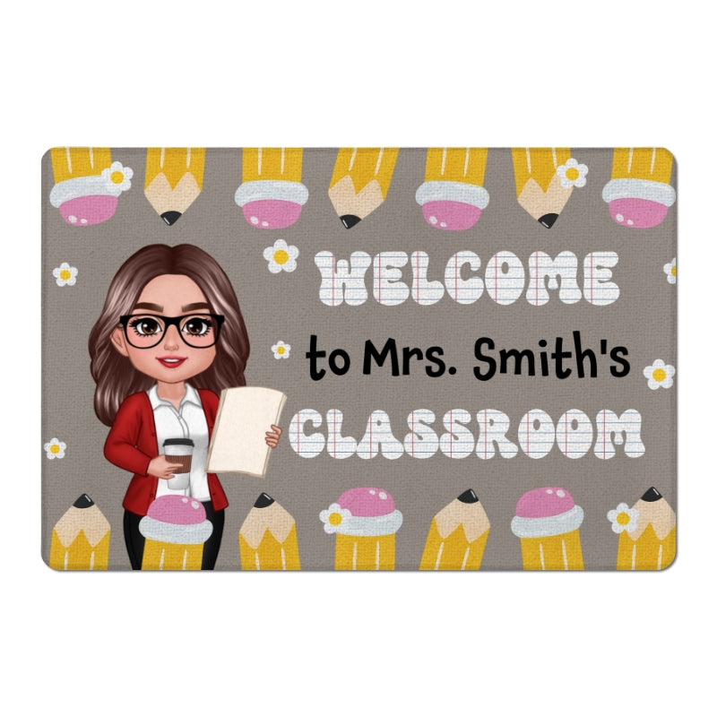 Classroom Decoration Welcome To Teacher Classroom Pencil Personalized Doormat