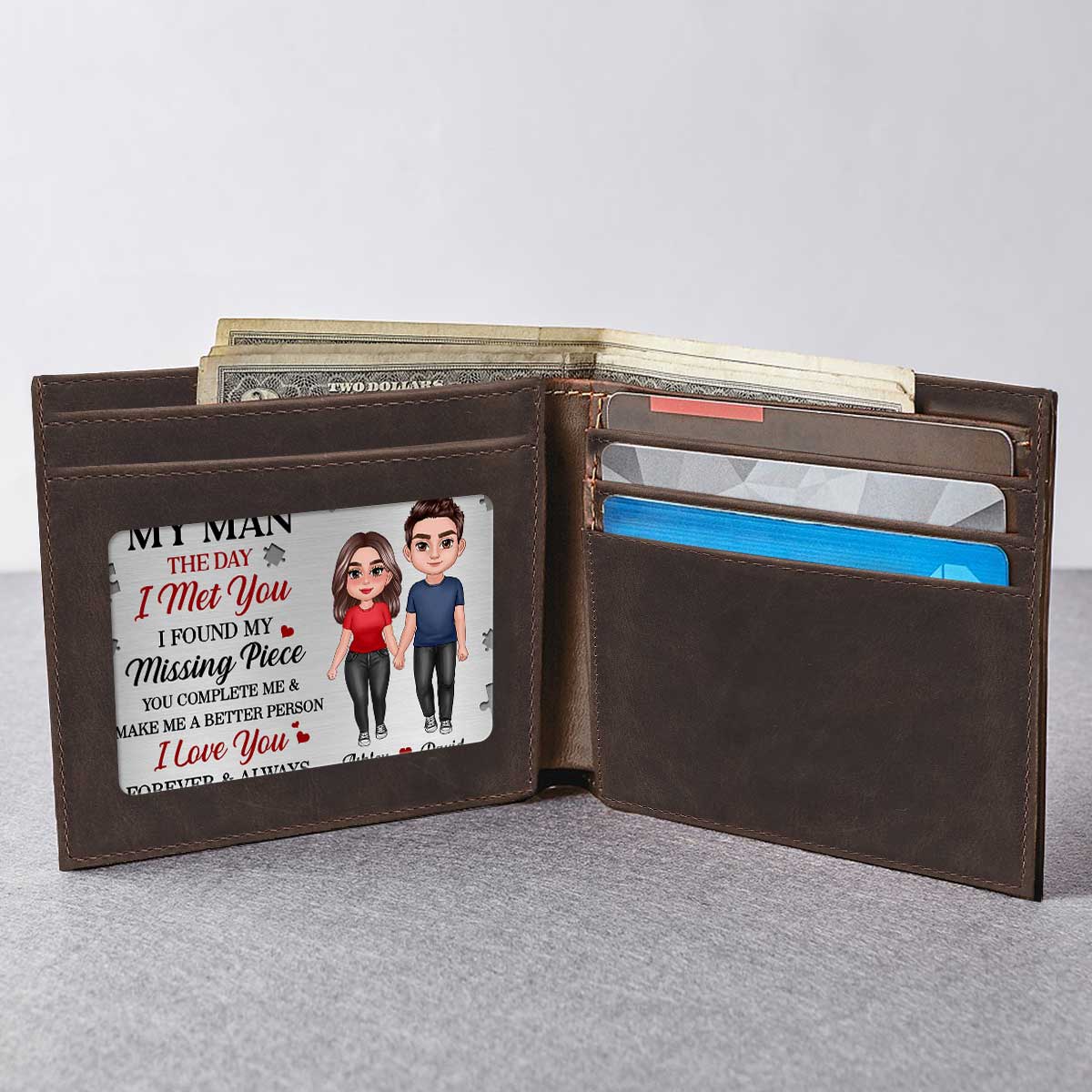 My Man The Day I Met You Couple Personalized Metal Wallet Card