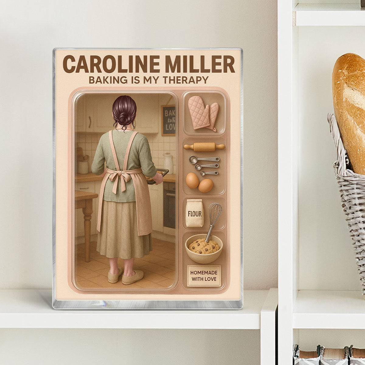 Baking Mom Grandma Realistic Figure Style Personalized Acrylic Block Plaque