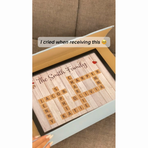 Family Love Crossword Puzzle Art - Personalized Poster - Christmas Gift For Family, Dad, Mom, Brother, Sister