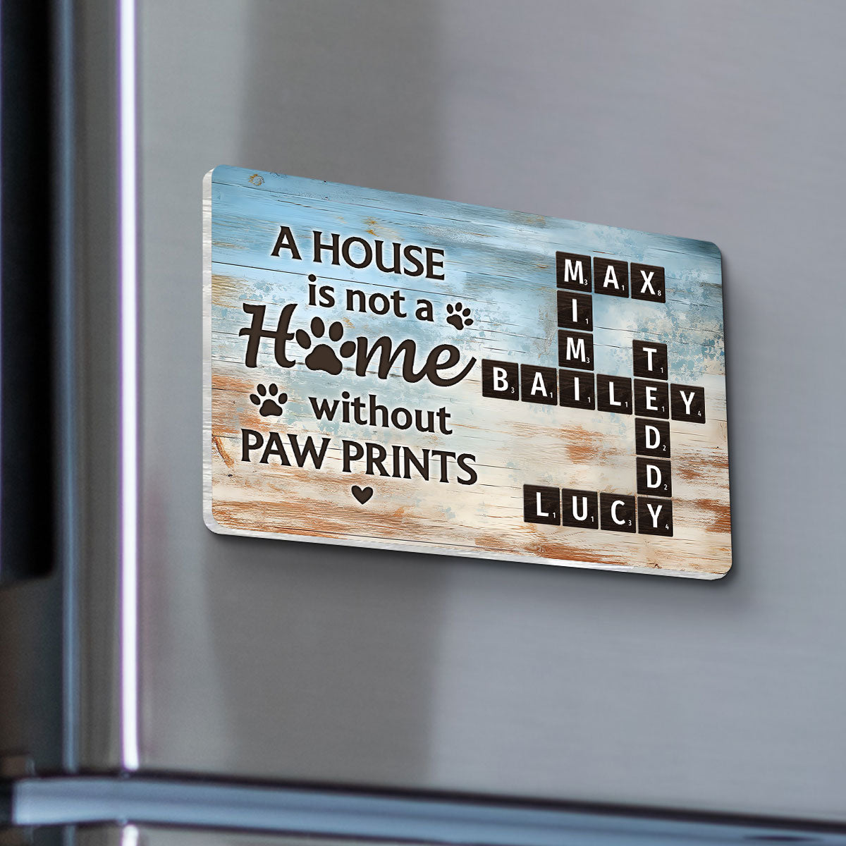 Home With Paw Prints Pet Crossword Puzzle Art Personalized Acrylic Fridge Magnet