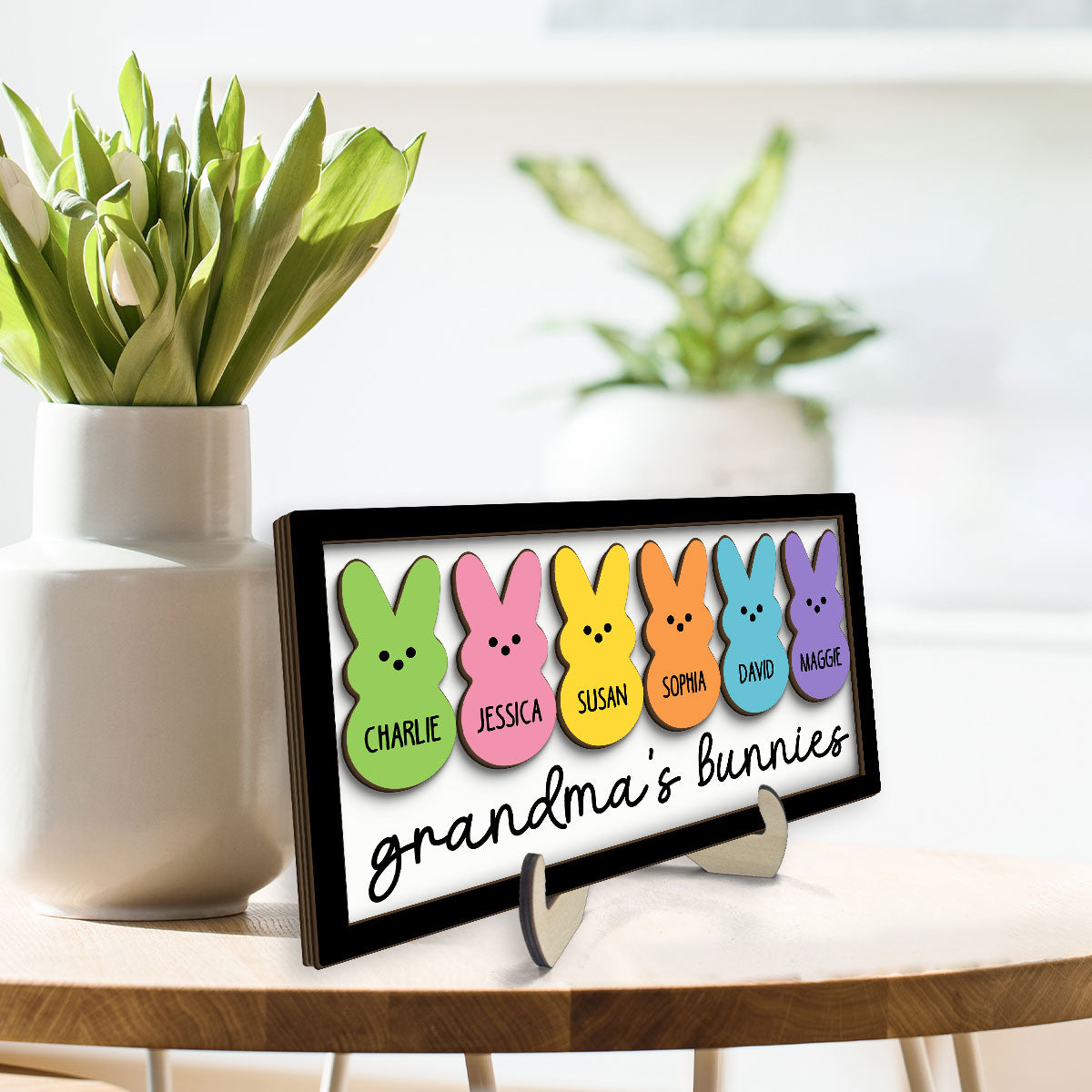Grandma Mom Peeps Easter Gift Personalized 2-layer Wooden Plaque