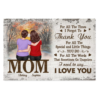 Mom For All The Times I Forgot To Thank You Retro Personalized Horizontal Poster