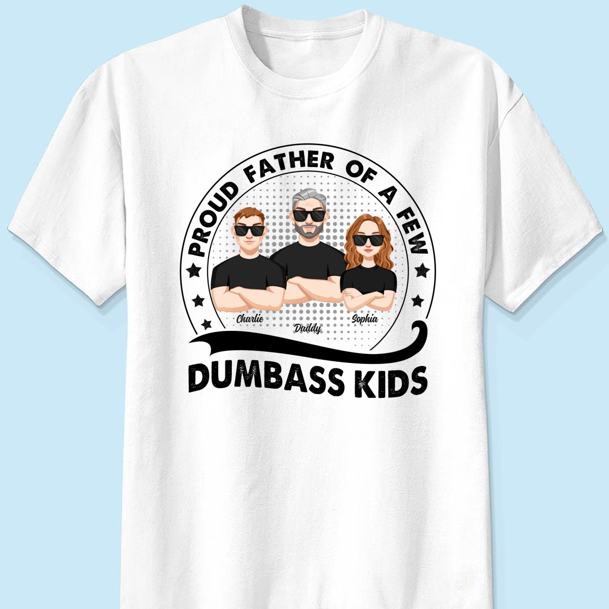 Proud Father Of A Few Kids Retro Circle Personalized Shirt