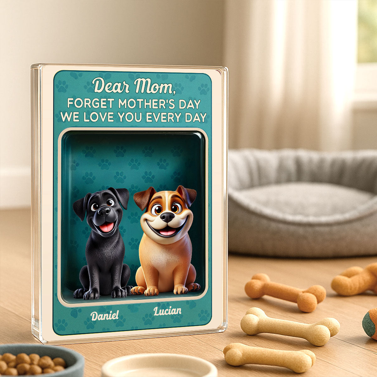 Forget Mother's Day We Love You Every Day Cute Dog Figures Style Personalized Acrylic Block Plaque