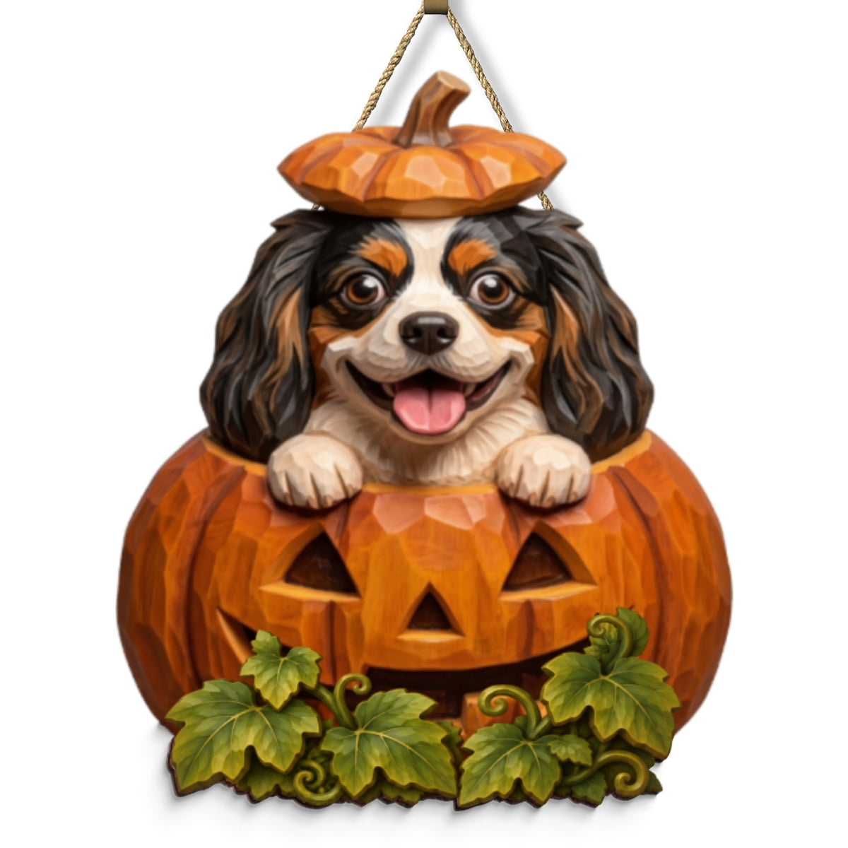 Custom Dog Cat Pumpkin Art - Personalized Wooden Door Sign - Pet Halloween Fall Decor