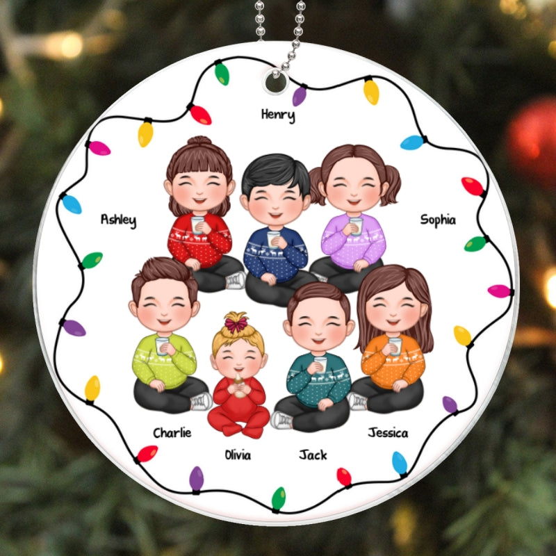 Christmas Light Strings Cute Kids Sitting Personalized Acrylic Ornament
