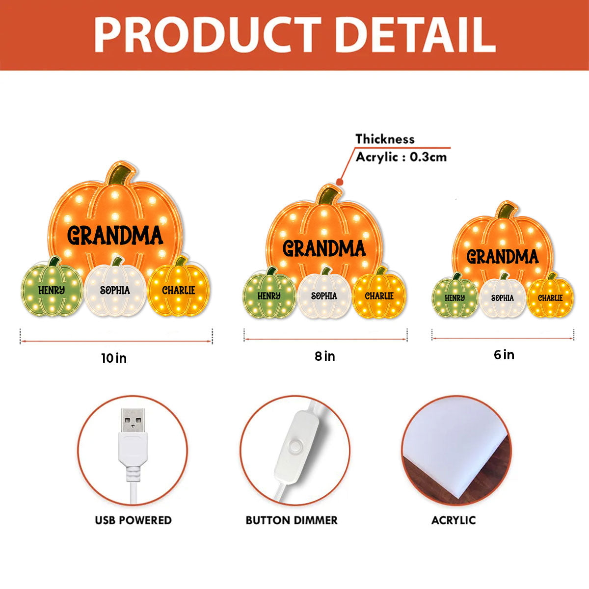 Cozy Fall Grandma Pumpkin Patch - Personalized Light Box - Fall Decor For Grandma