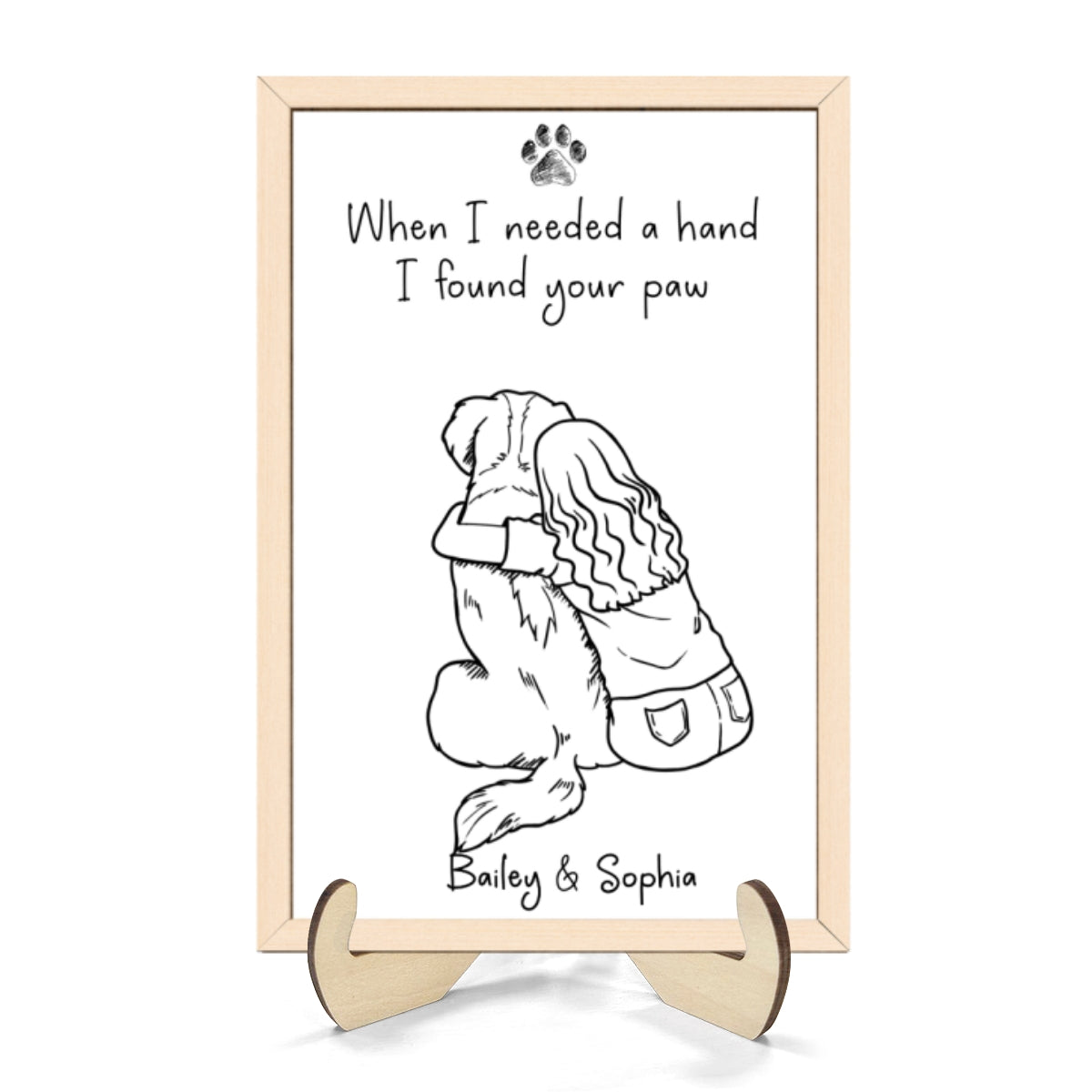 When I Needed A Hand I Found Your Paw Dog Mom Personalized 2-Layer Wooden Plaque