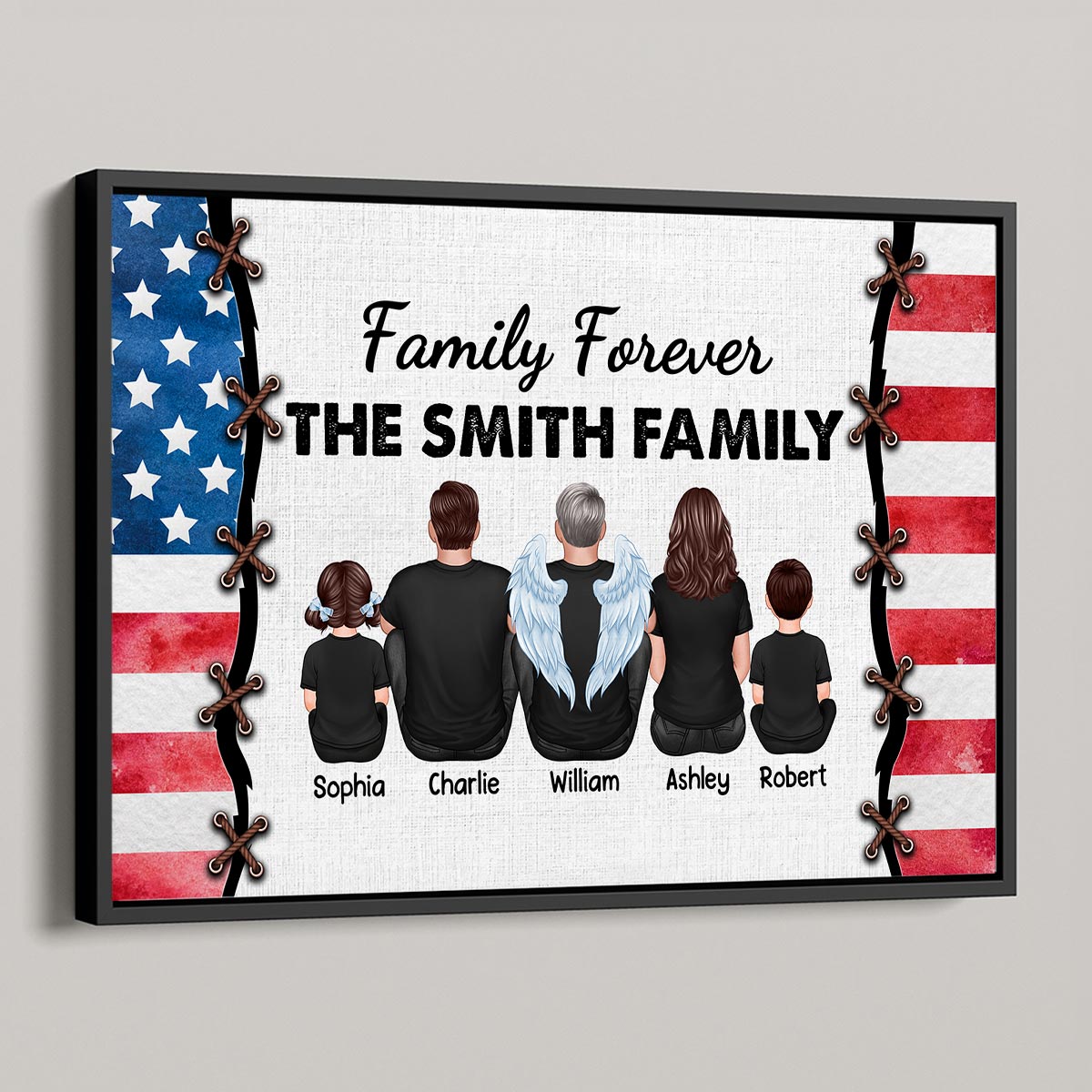 Family Forever American Flag Personalized Poster