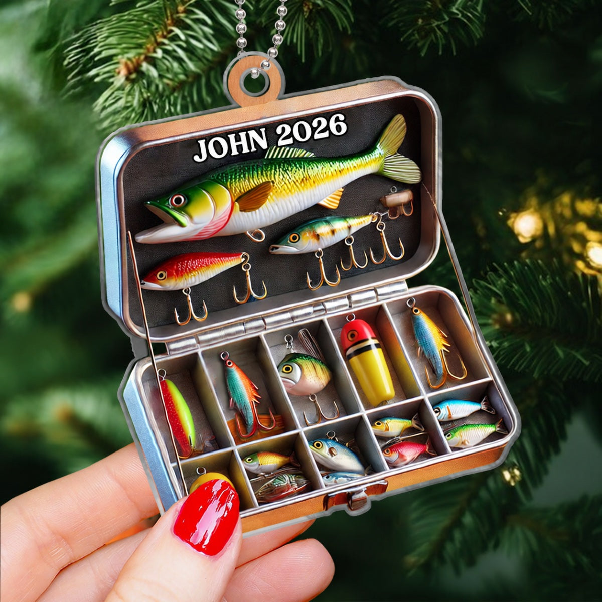Fishing Tackle Box 2D Flat Acrylic Ornament Not 3D, Fisherman Ornament, Fishing Dad Ornament, Christmas Gifts Tackle Box, Gifts for Him