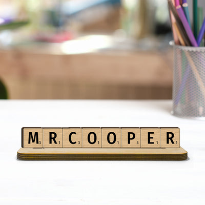Puzzle Word Personalized Wooden Office Table Place Name