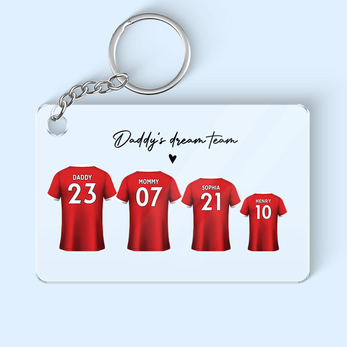 Daddy's Team Soccer Shirt Personalized Acrylic Keychain