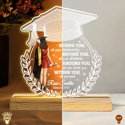 Behind You All Your Memories Graduation Gift - Personalized Acrylic LED Night Light
