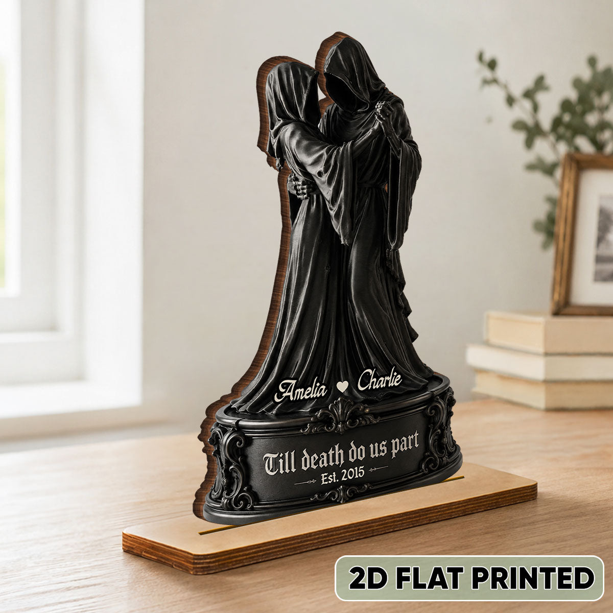 The Last Dance Grim Couple - Personalized 2-Layered Wooden Plaque - Halloween Decor For Couple
