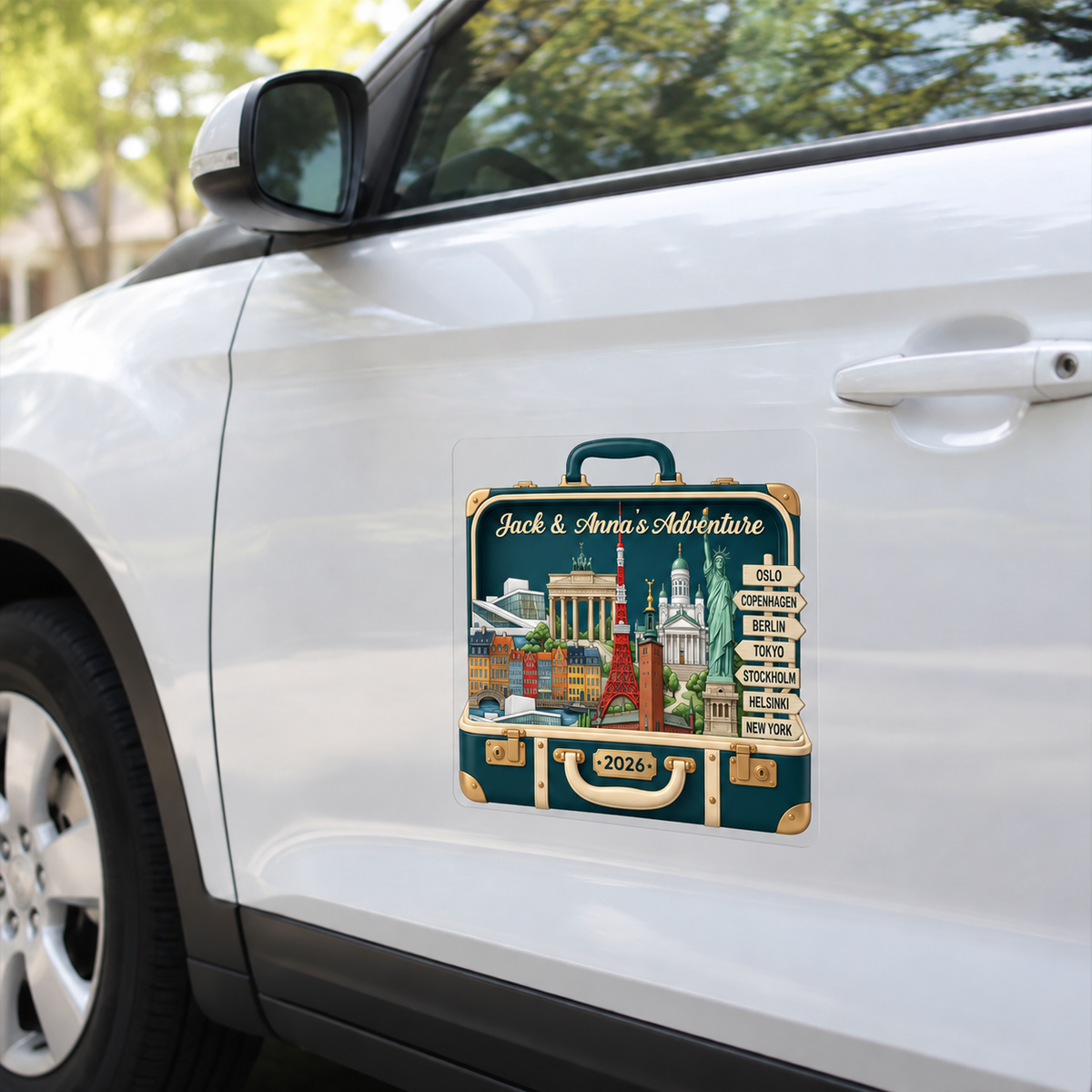 Custom Travel Adventure Suitcase 2D Flat Printed - Personalized Decal - Traveling Destination Keepsake, Christmas Gift For Traveling Lovers
