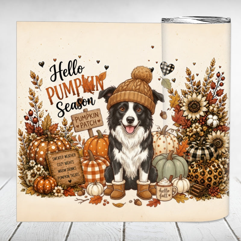 Hello Pumpkin Season Custom Dog Photo - Personalized Tumbler - Fall Gift for Dog Cat Lovers