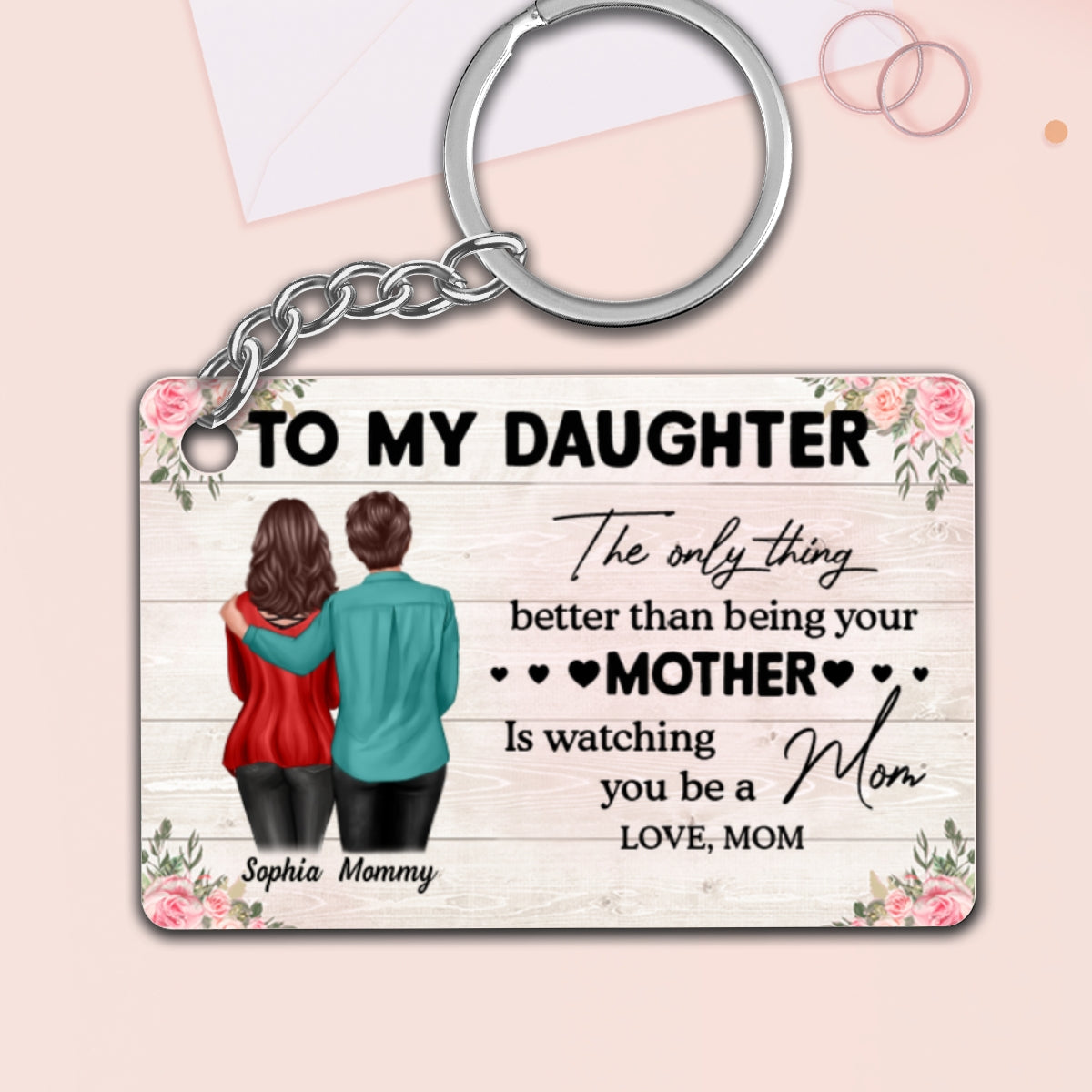 To My Daughter From Mom - Personalized Acrylic Keychain - Heartfelt Gift For Daughter