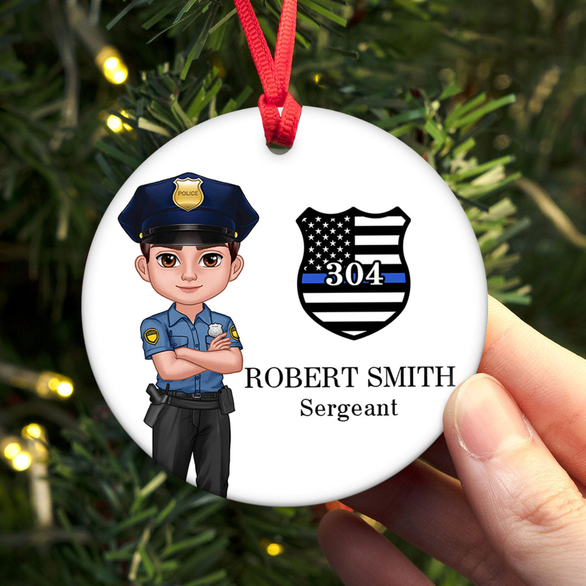 Police Christmas Personalized Ceramic Ornament, Office Decor, Appreciation Gift, Christmas Gift For Law Enforcement