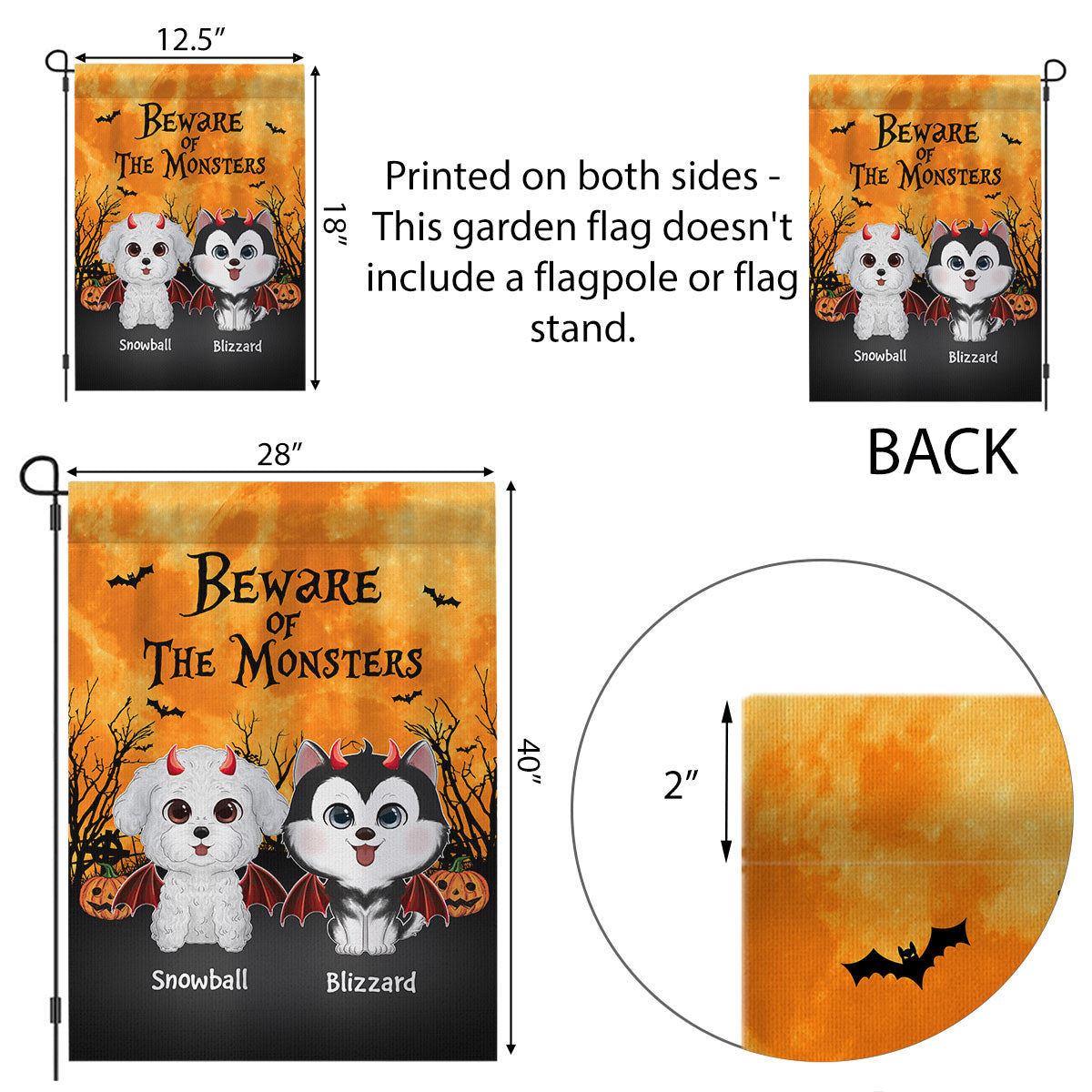 Halloween Theme Beware Of The Monsters Dogs - Personalized Garden Flag - Halloween Decor For Dog Lovers