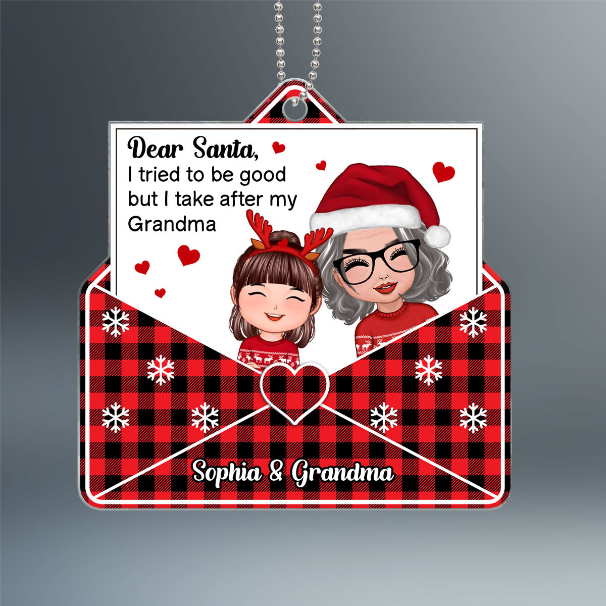 Doll Grandma Grandkid Crossed Arms Dear Santa I Tried To Be Good Personalized Acrylic Ornament