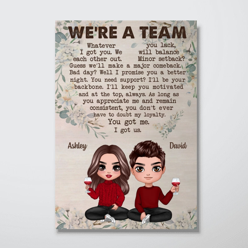 We‘re A Team Valentine’s Day Gift, Anniversary Gift For Him Gift For Her Personalized Vertical Poster
