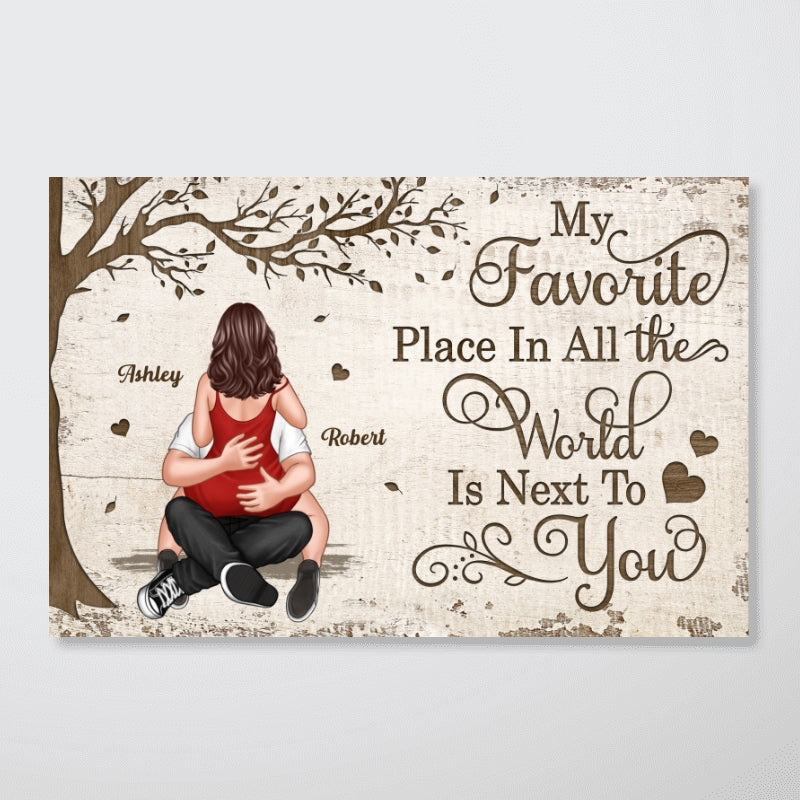 Favorite Place In All The World Couple Sitting Hugging Back View Personalized Poster