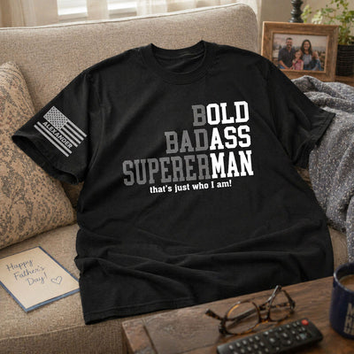 Bold Badass Superhuman Old Man - Personalized Sleeve Printed Shirt - Funny Father's Day Gift For Husband, Dad, Grandpa