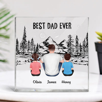 Best Dad Ever Mountain Forest Personalized Acrylic Block Plaque