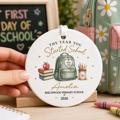 The Year You Started School - Personalized Ceramic Ornament - First Day of School Keepsake, Custom School Starter Gift