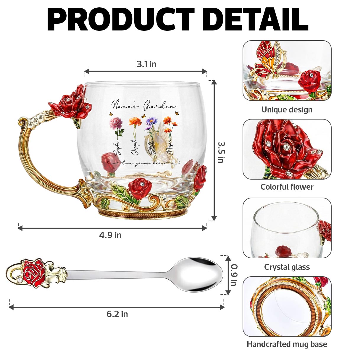 Beautiful Grandma Garden Custom Birth Month Flowers - Personalized Enamel Flower Tea Cup - Gift For Grandma, Mom