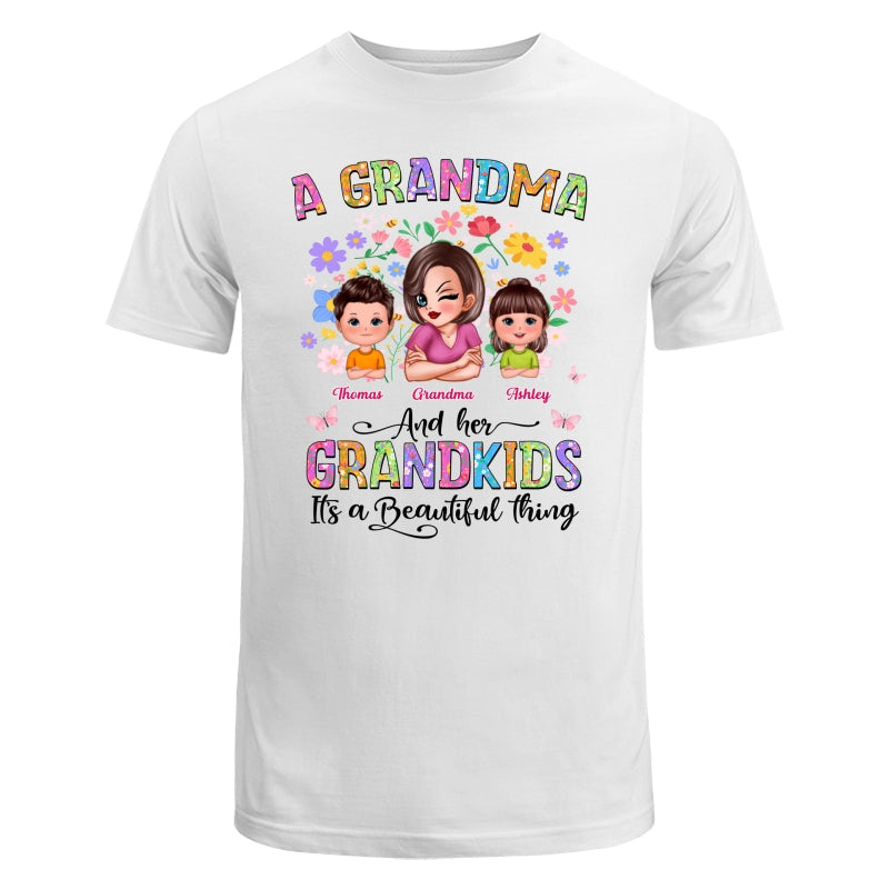 Floral Pattern A Grandma With Her Grandkids Personalized Shirt