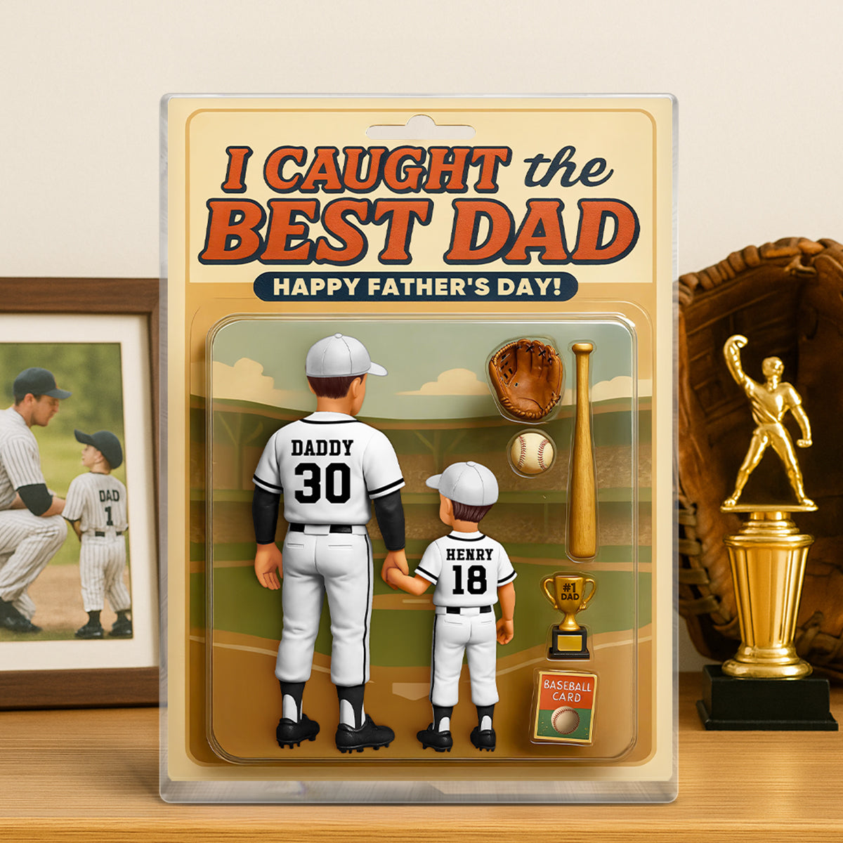 We Caught the Best Dad Baseball Custom Figure Personalized Acrylic Block Plaque, Custom Jersey, Father's Day Gift for Dad, Gift for Husband