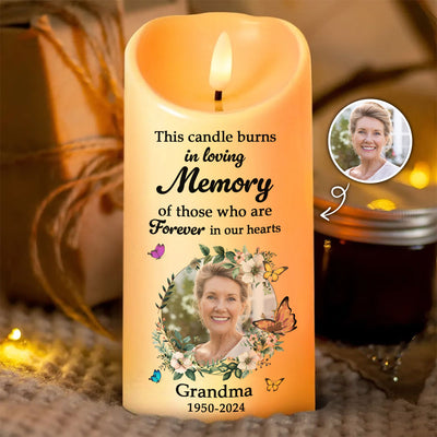 In Loving Memory Of Lost Loved Ones, Custom Photo Personalized LED Candle, Sympathy Gift