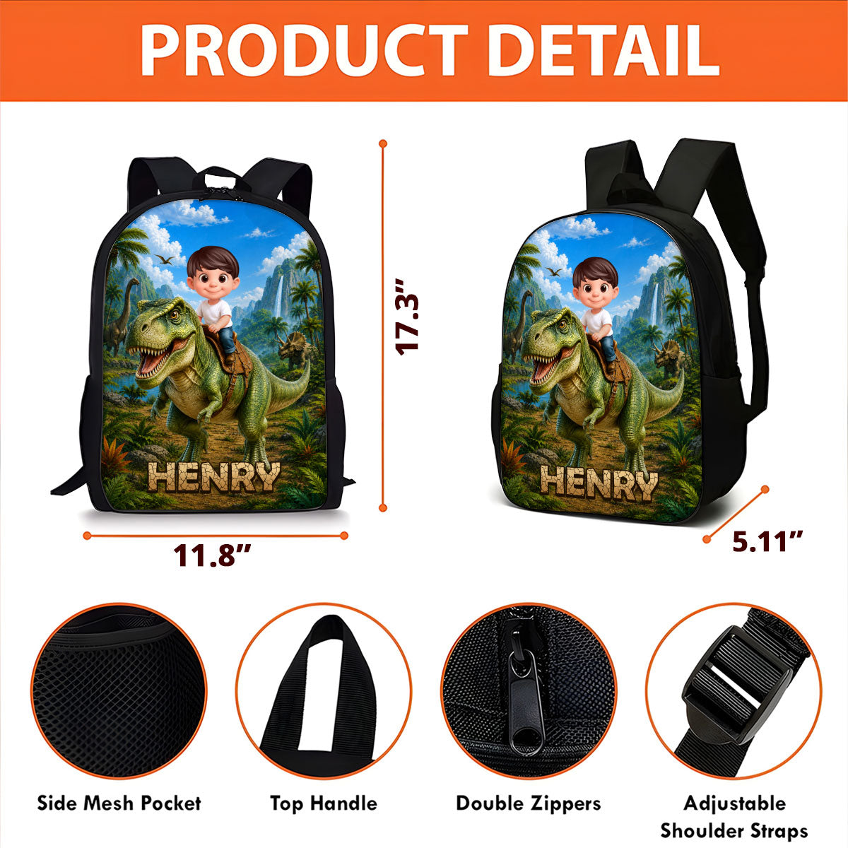 Trending Dinosaur Adventure for Boys Girls - Personalized Backpack - Back to School Backpack for Kids