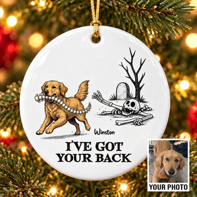 I've Got Your Back Dog Stealing Backbone - Personalized Ceramic Ornament - Funny Halloween Decor For Dog Lovers