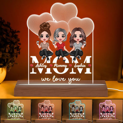 Doll Mother Daughters Sitting On Words Personalized Acrylic Custom Shape LED