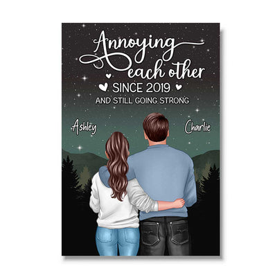 Galaxy Night Back View Couple Standing Hugging Personalized Vertical Poster