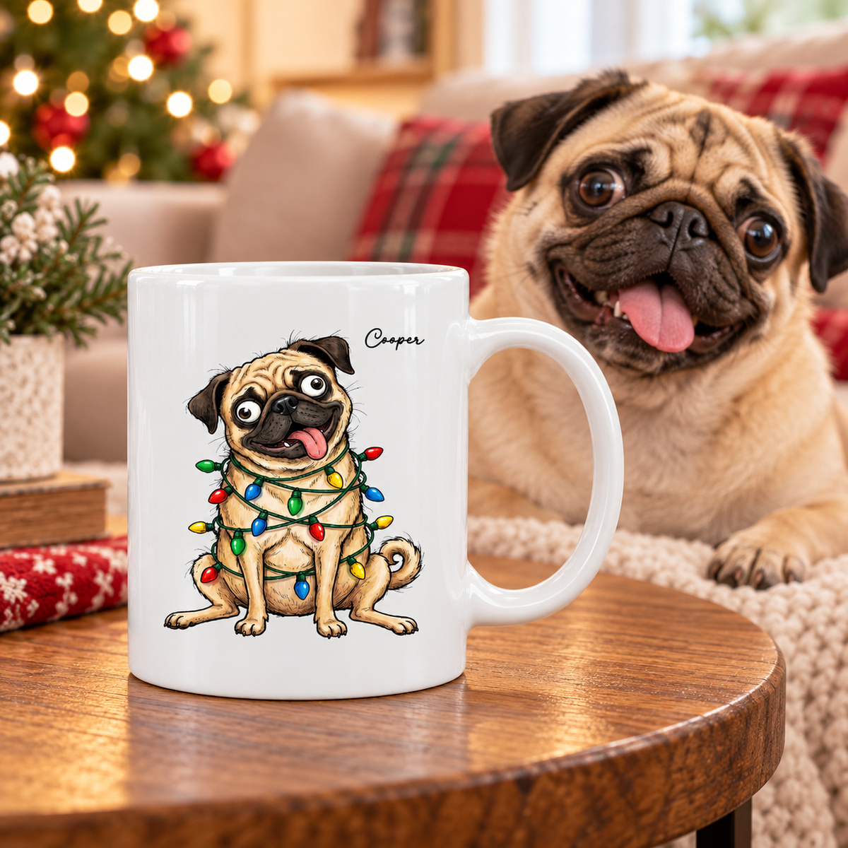 Custom Pet Portrait Quirky Silly Dog - Personalized Mug - Funny Christmas Gift For Dog Lover