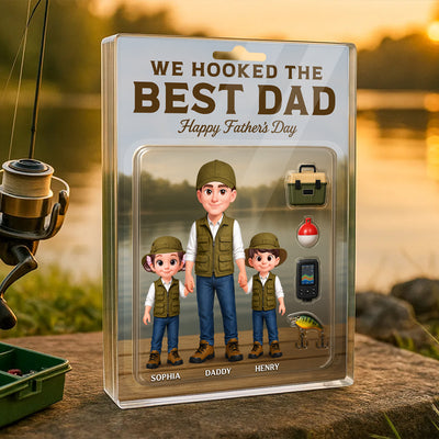 Fishing We Hooked The Best Dad - Personalized Acrylic Block Plaque - Father's Day Gift For Dad