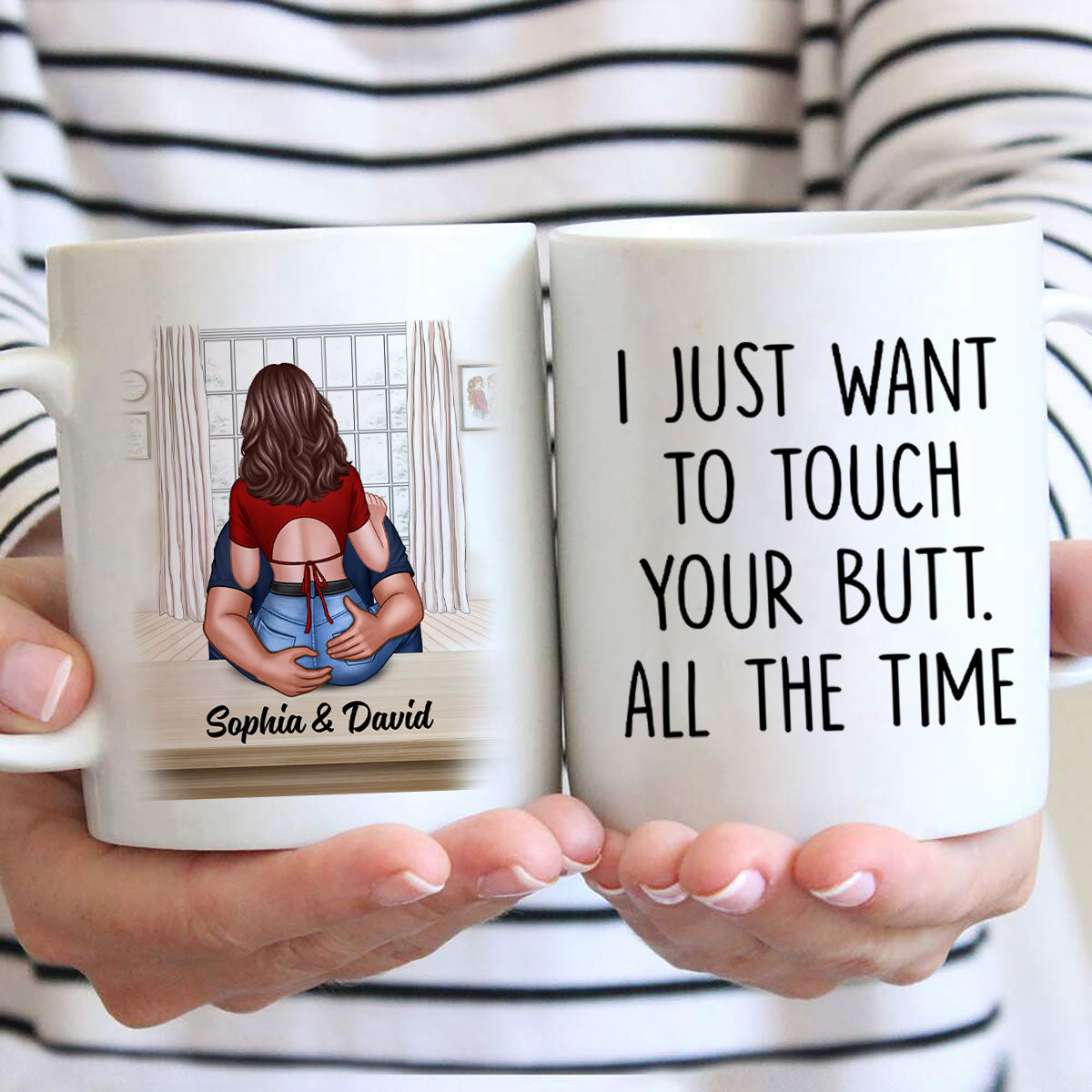 You‘re Hotter Than This Coffee Man Embracing Woman Back View Personalized Mug