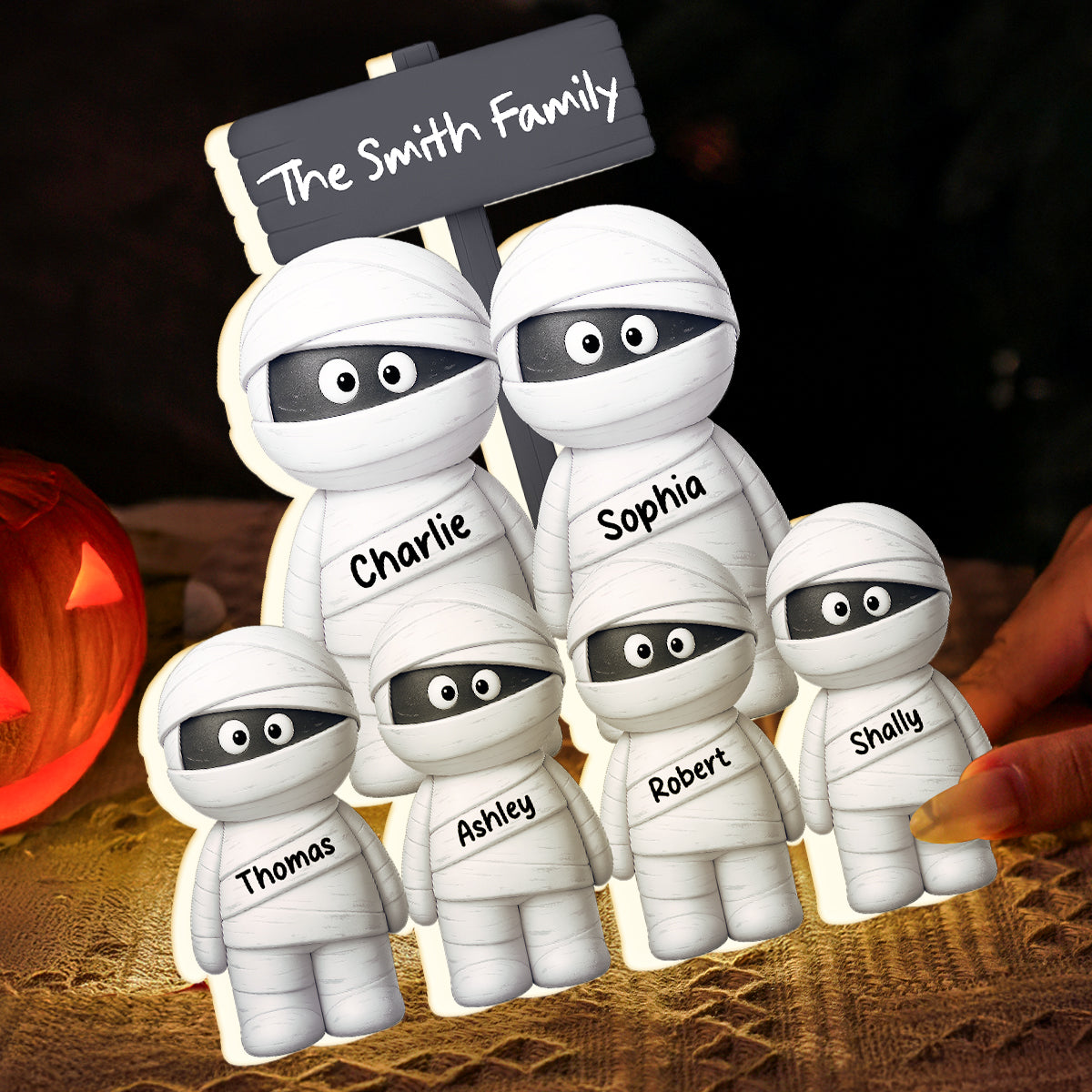 Halloween Cute Funny Mummy Family Personalized LED Light Box, Halloween Home Decoration