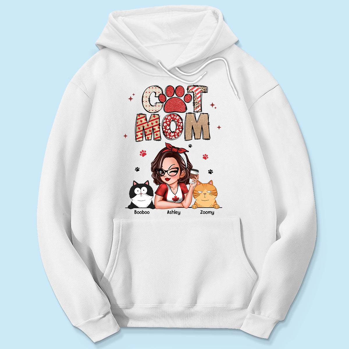 Cat Mom Canada Flag Sparkly Pattern Personalized Shirt, Canada Day